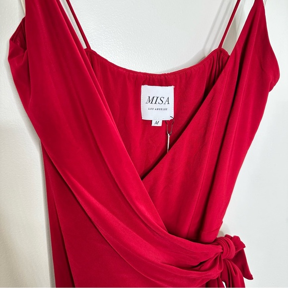 NWT MISA Los Angeles Veronica Wrap Dress in Red - Picture 6 of 10